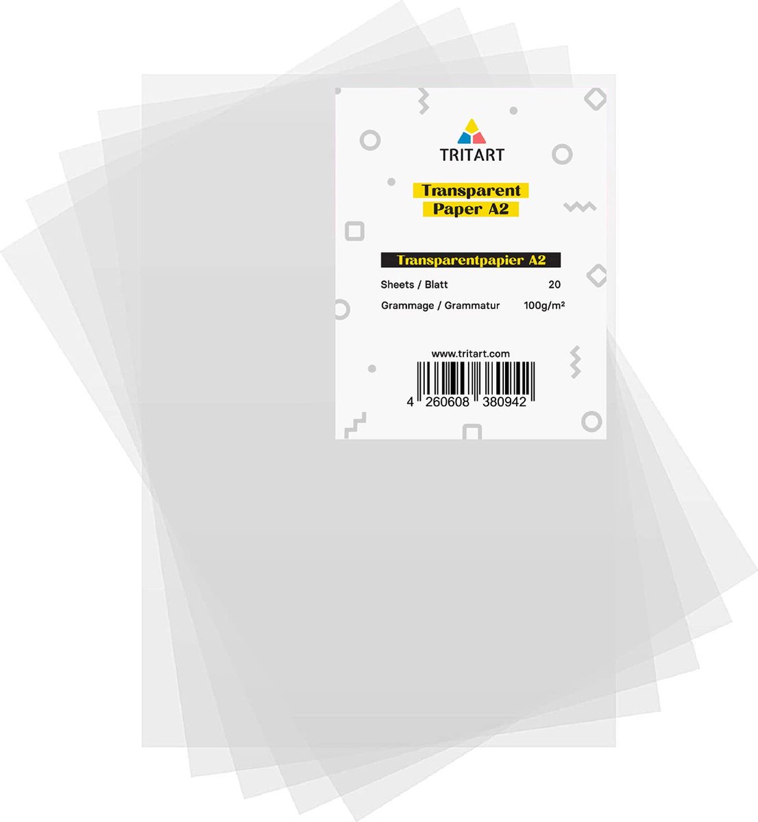 Tritart Transparant bedrukbaar wit papier DIN A4 | 300 vellen 100 g / m² | papier transparant voor schetsen of tekenen | fotokarton karton kalkpapier